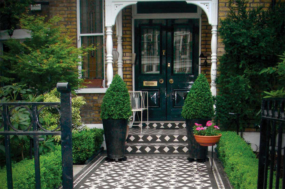 Garden design with Victorian tiled path